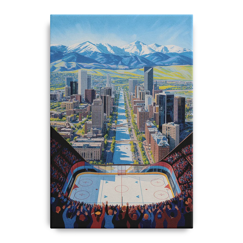 Colorado Avalanche Impressive Denver Cityscape Art Front - Canvas Wall Art