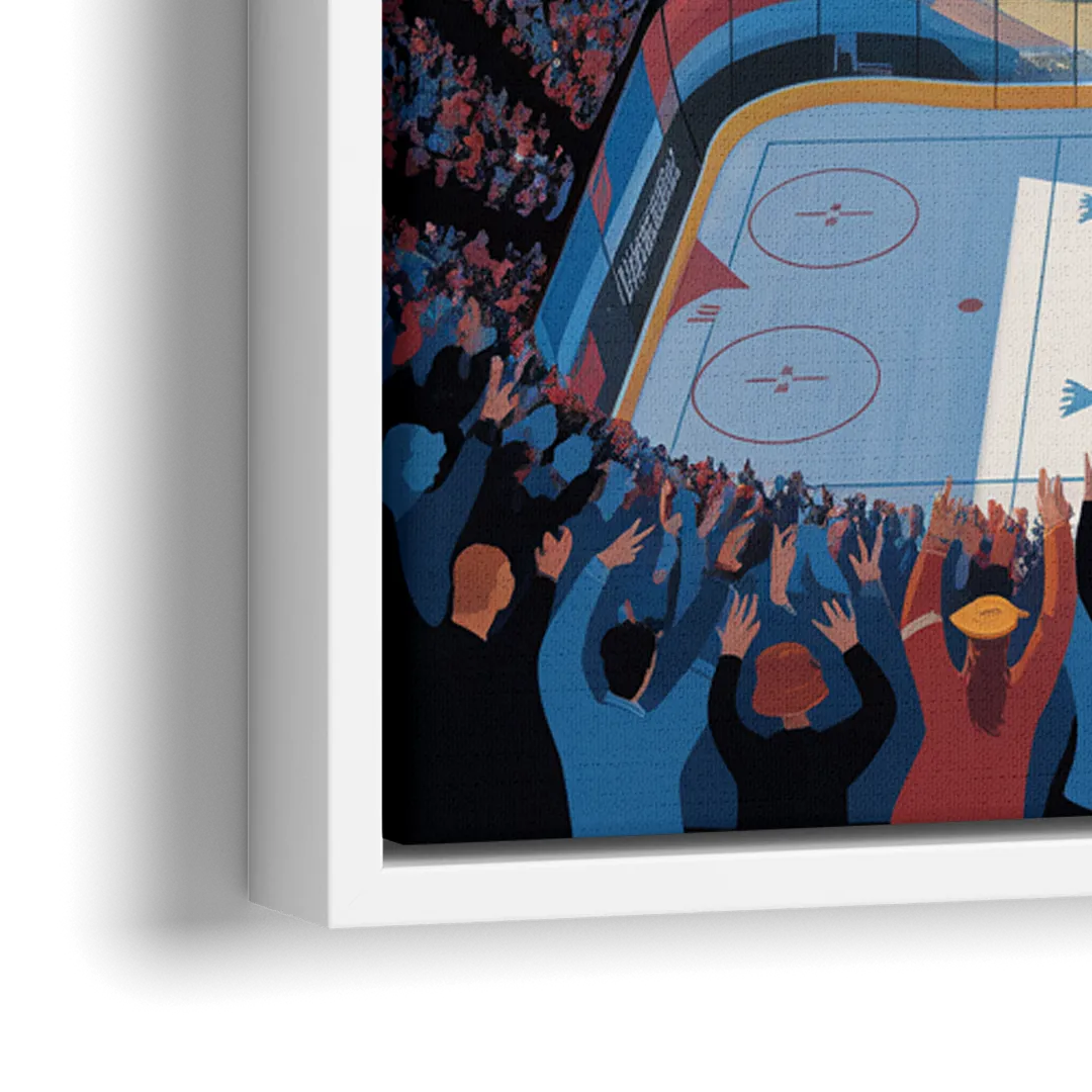 Colorado Avalanche Impressive Denver Cityscape Art - Close-Up White Frame Canvas