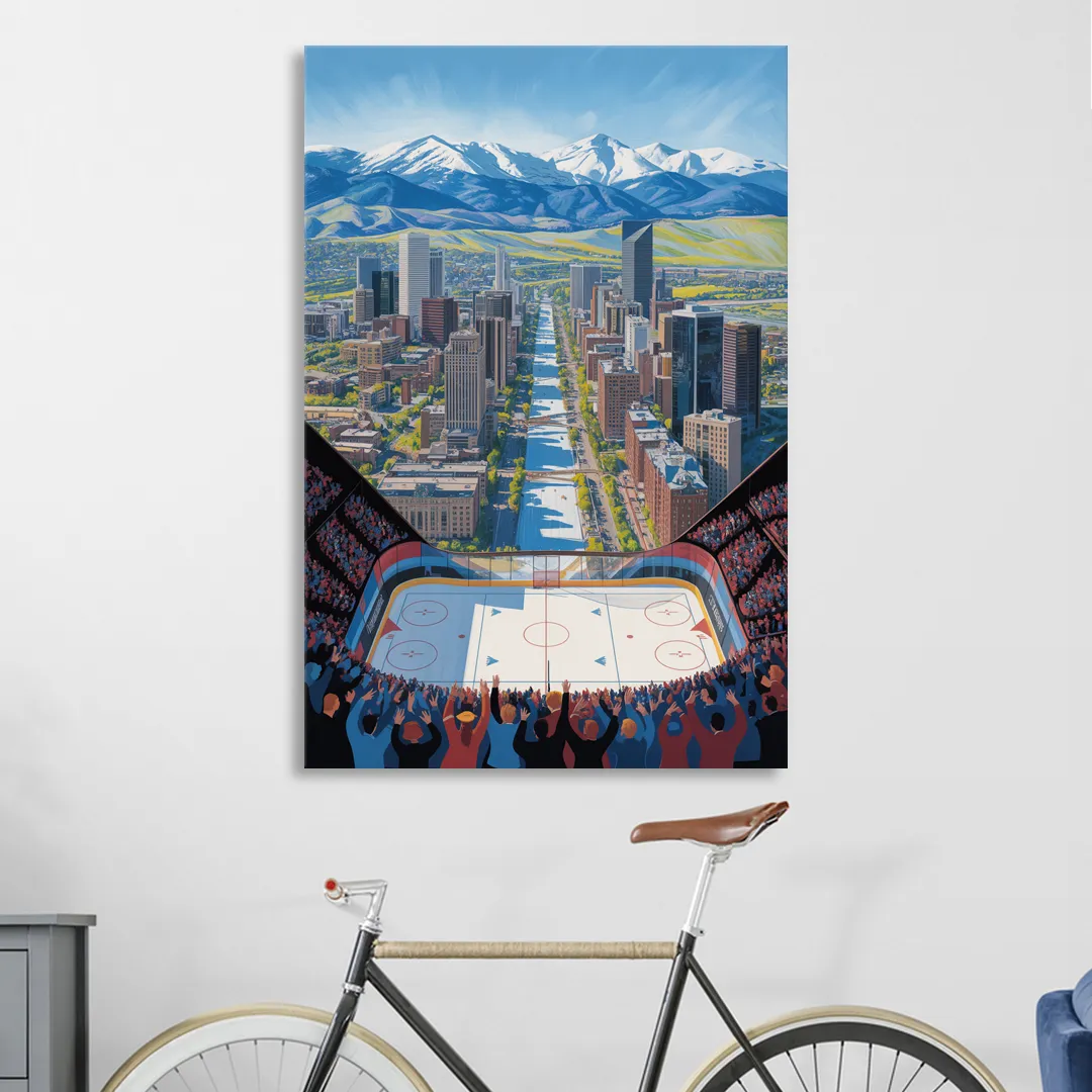 Colorado Avalanche Impressive Denver Cityscape Art Sitting Room - Canvas Wall Art