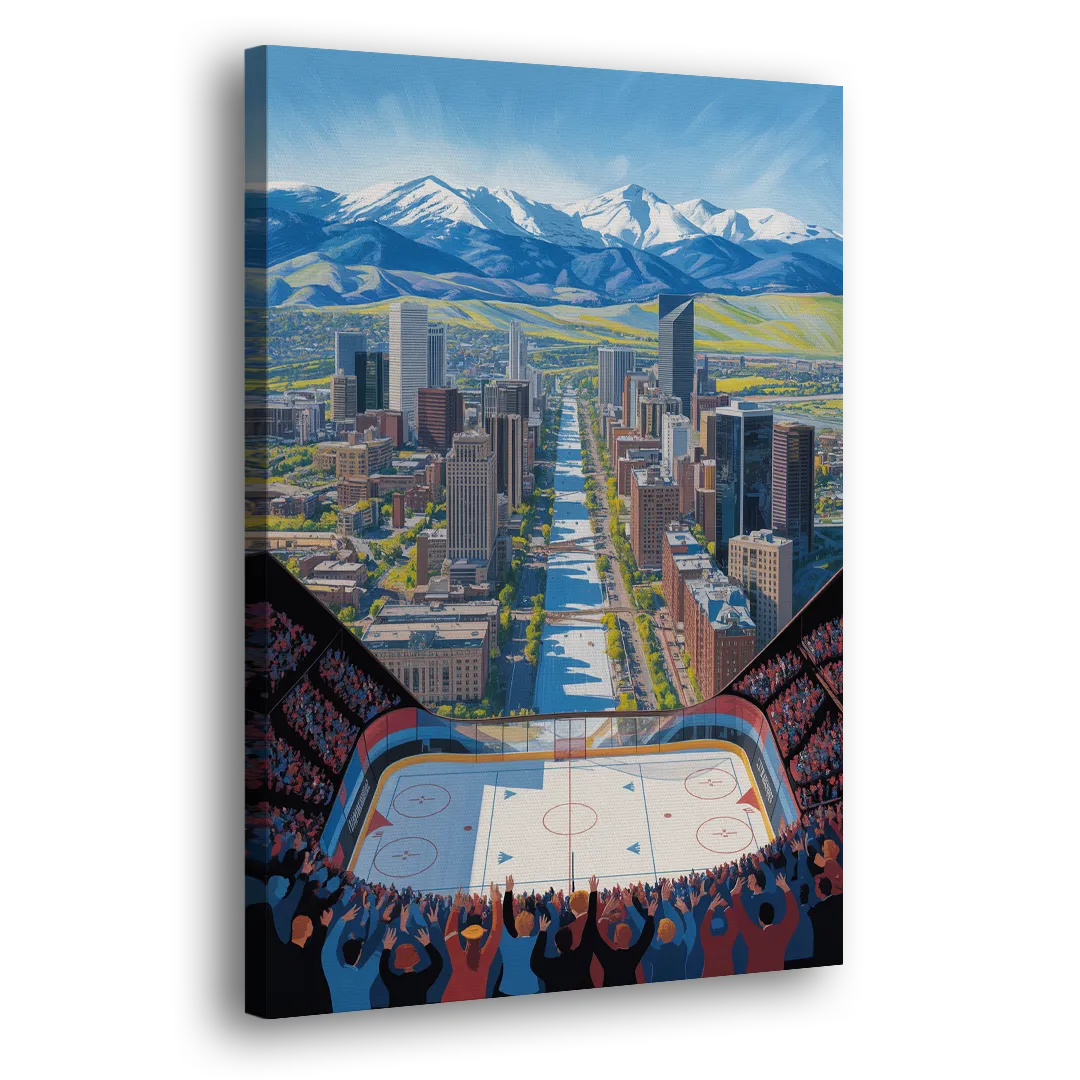 Colorado Avalanche Impressive Denver Cityscape Art Side - Canvas Wall Art