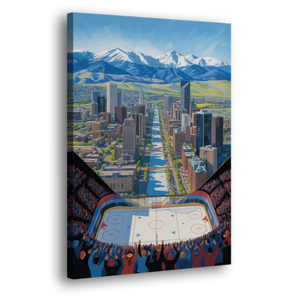 Colorado Avalanche Impressive Denver Cityscape Art Side - Canvas Wall Art