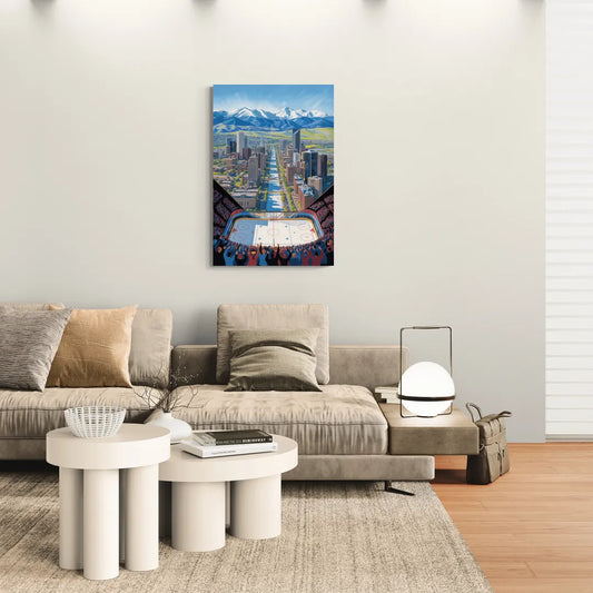 Colorado Avalanche Impressive Denver Cityscape Art - Canvas Wall Art Living Room