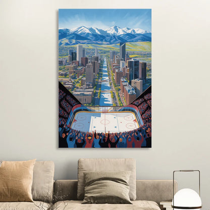 Colorado Avalanche Impressive Denver Cityscape Art Living Room - Canvas Wall Art
