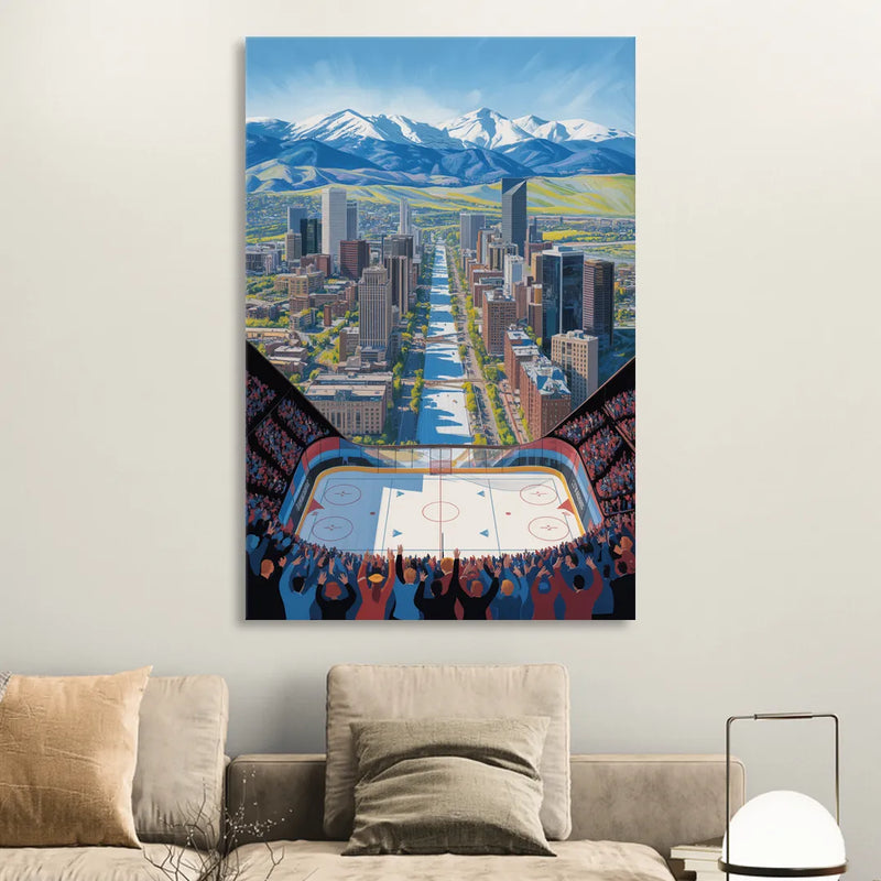 Colorado Avalanche Impressive Denver Cityscape Art Living Room - Canvas Wall Art