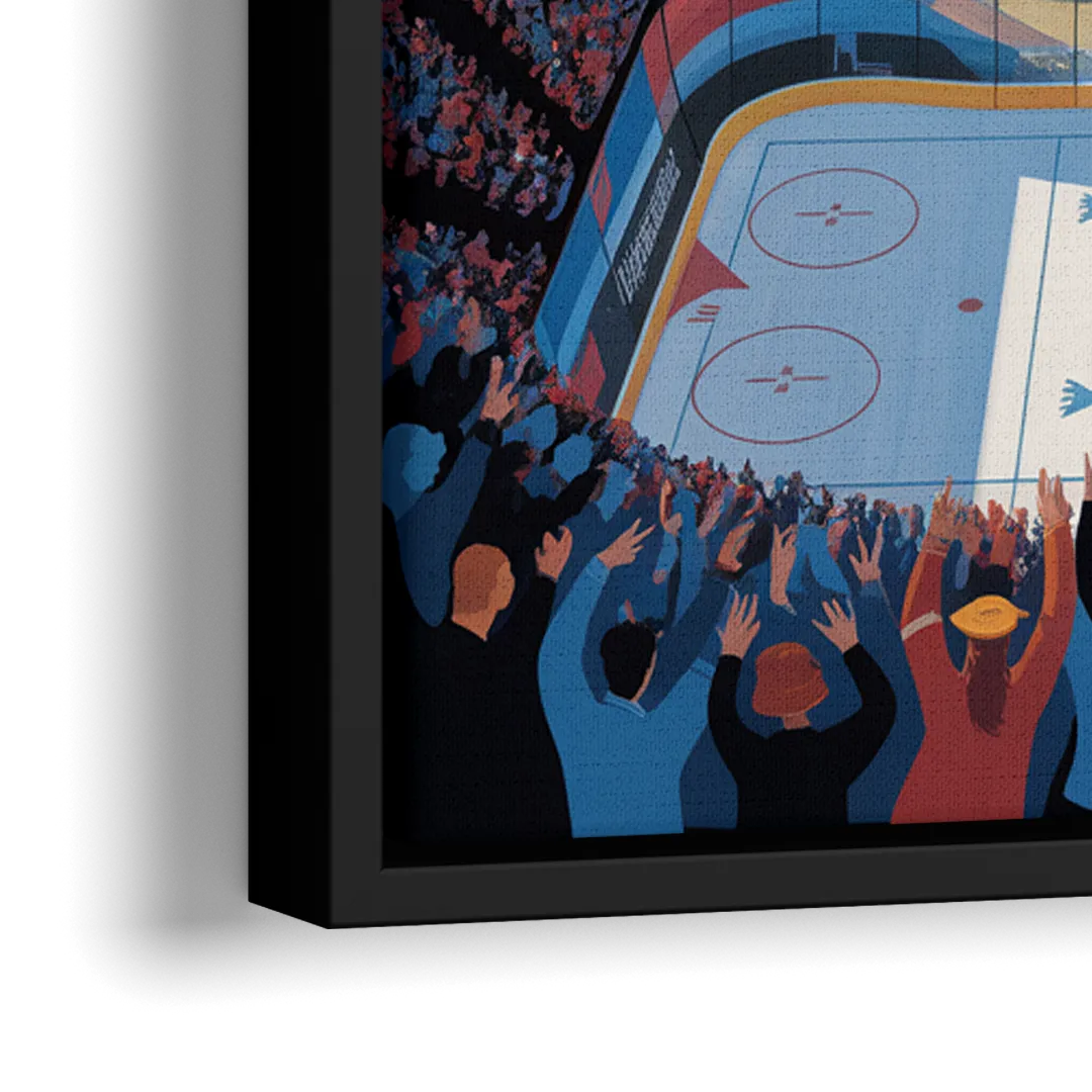 Colorado Avalanche Impressive Denver Cityscape Art - Close-Up Black Frame Canvas