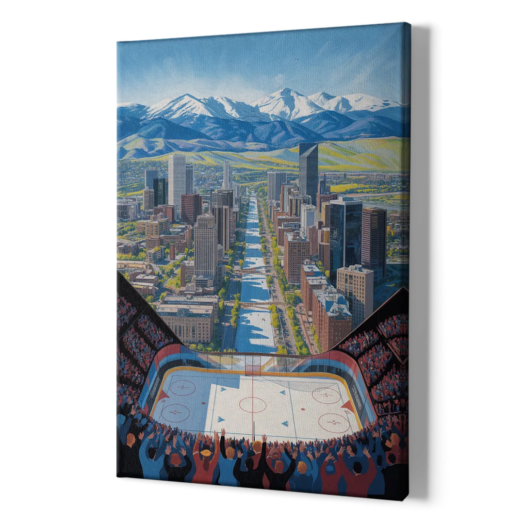 Colorado Avalanche Impressive Denver Cityscape Art - Canvas Print Art Sides
