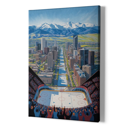 Colorado Avalanche Impressive Denver Cityscape Art - Canvas Print Art Sides