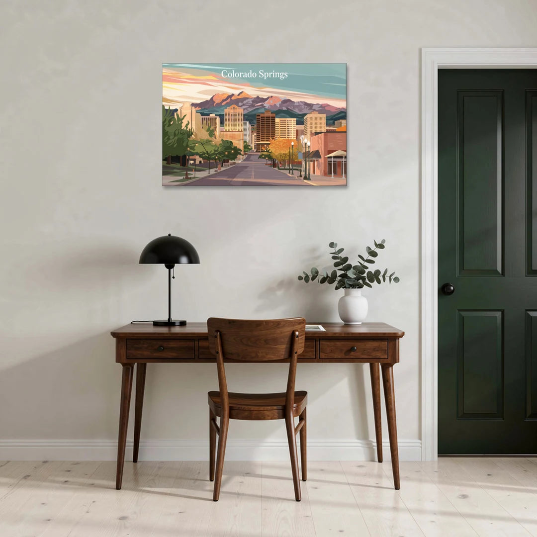 Colorado Springs Downtown Charm - Canvas Wall Art - Office - 36x24