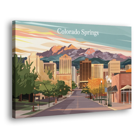 Colorado Springs Downtown Charm - Canvas Wall Art - Side