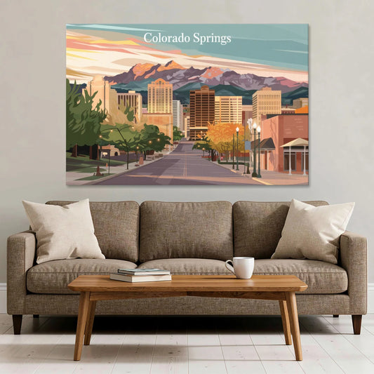 Colorado Springs Downtown Charm - Canvas Wall Art - Sofa - 60x40