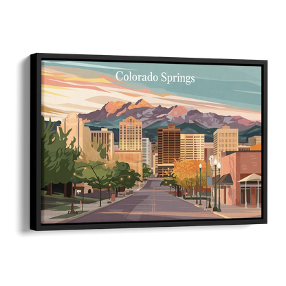 Colorado Springs Downtown Charm Side - Black Canvas Wall Art