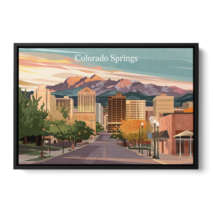 Colorado Springs Downtown Charm Front - Black Canvas Wall Art