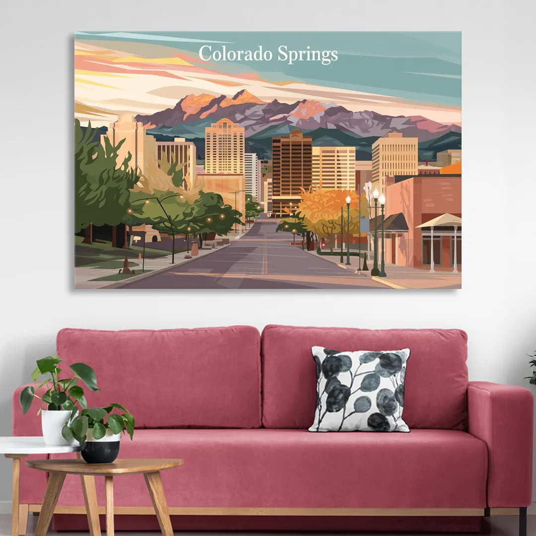 Colorado Springs Downtown Charm Living Room - Canvas Wall Art