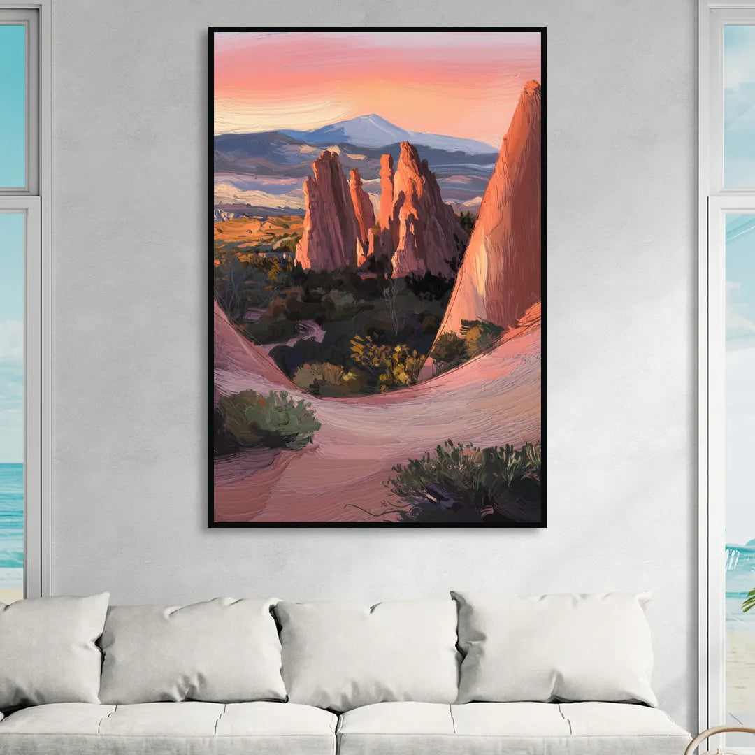 Colorado Springs Garden of the Gods Sitting Room - Black Canvas Wall Art
