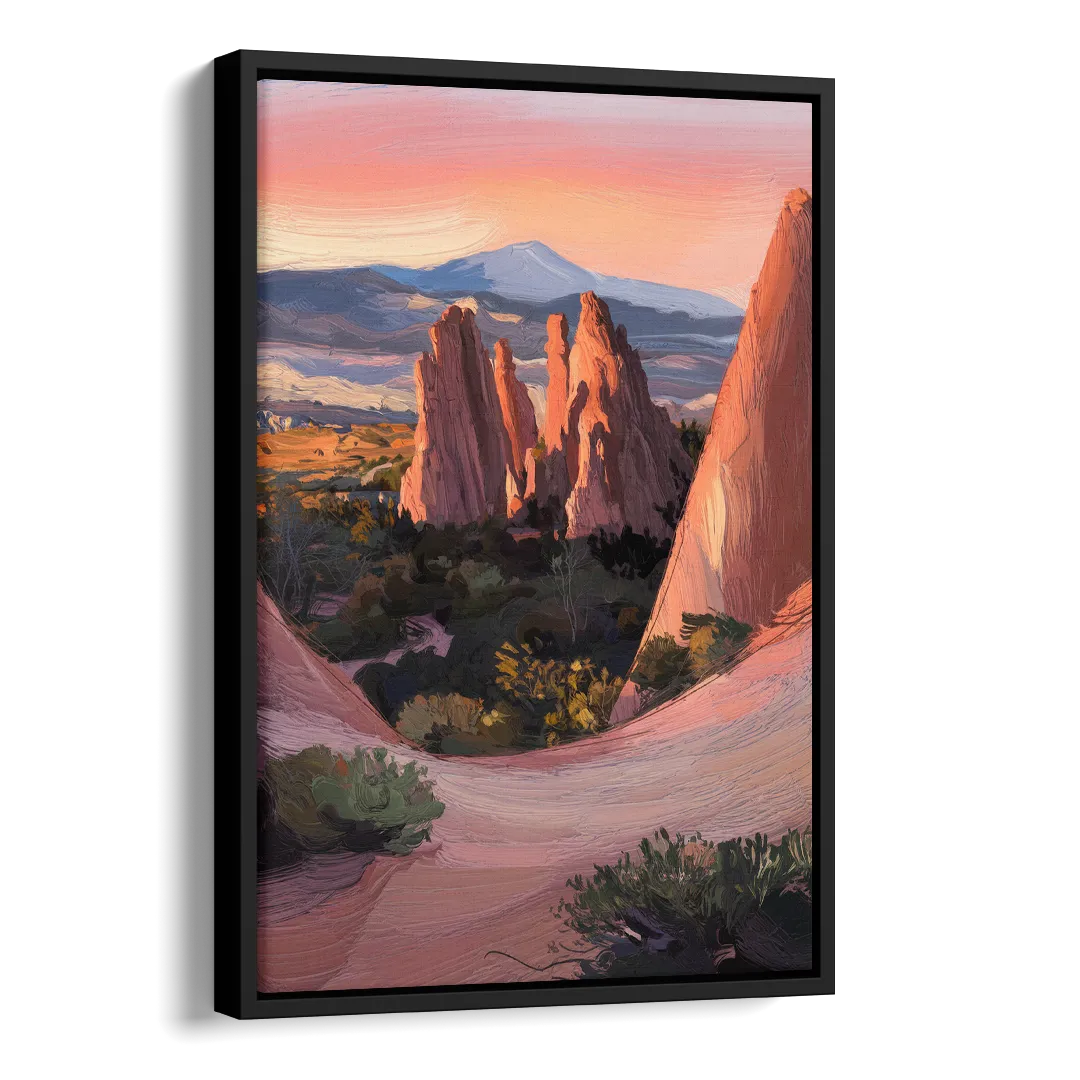 Colorado Springs Garden of the Gods Side - Black Canvas Wall Art