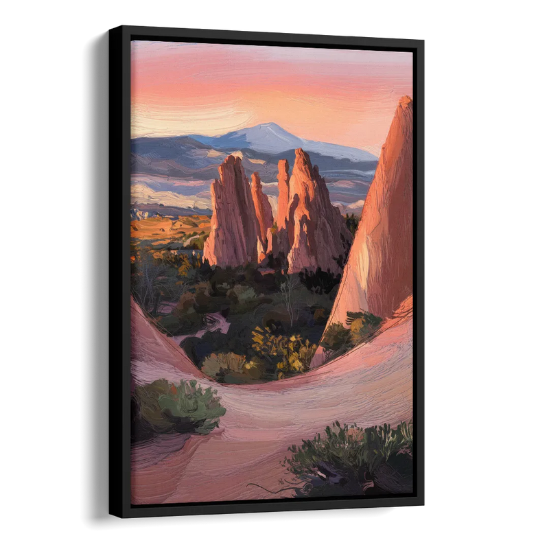 Colorado Springs Garden of the Gods Side - Black Canvas Wall Art
