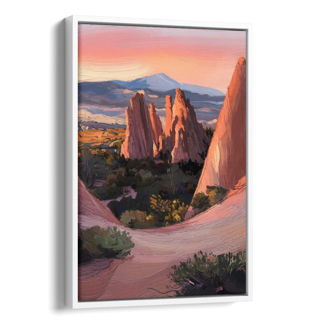 Colorado Springs Garden of the Gods Side - White Canvas Wall Art