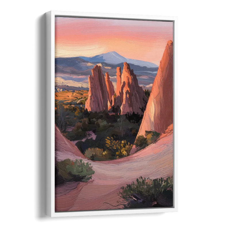 Colorado Springs Garden of the Gods Side - White Canvas Wall Art