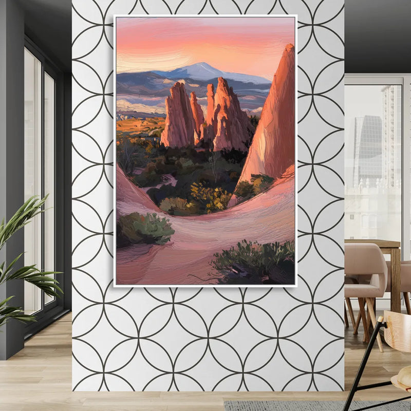 Colorado Springs Garden of the Gods Sitting Room - White Canvas Wall Art