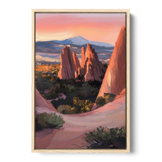 Colorado Springs Garden of the Gods - Oak Framed Canvas Wall Art - Front