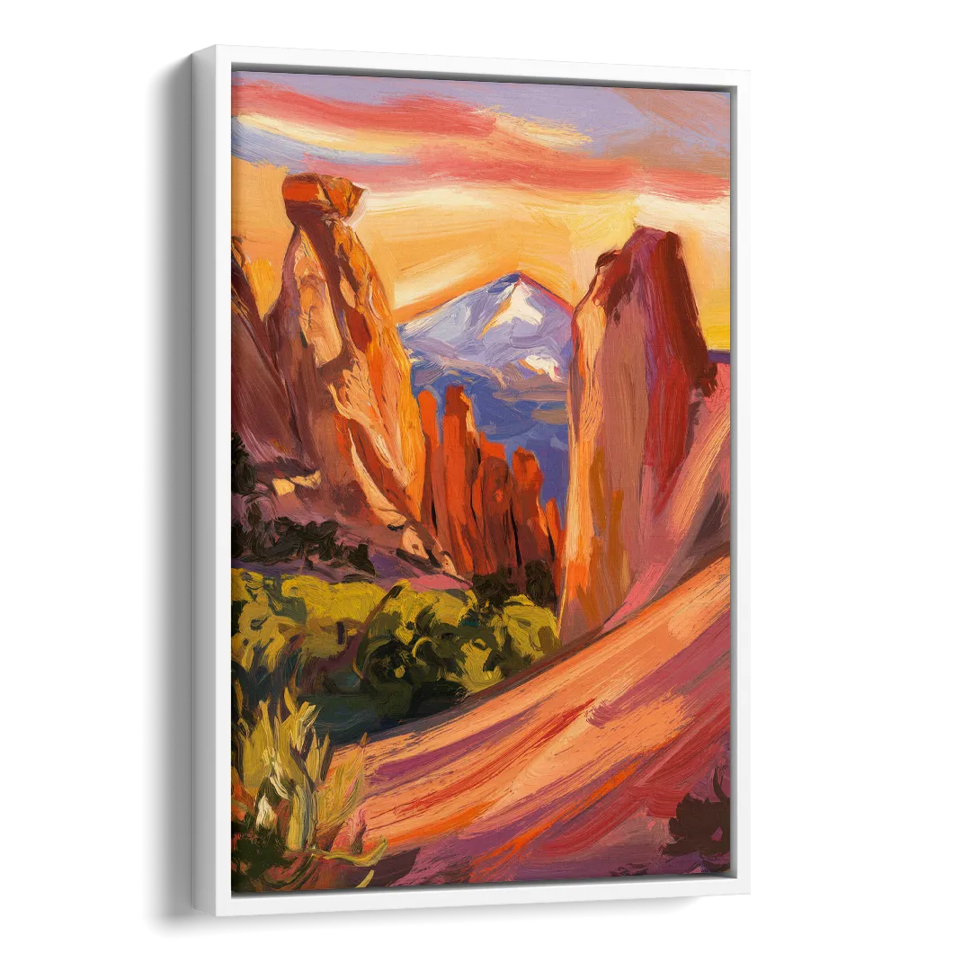 Colorado Springs Mountain View Side - White Canvas Wall Art
