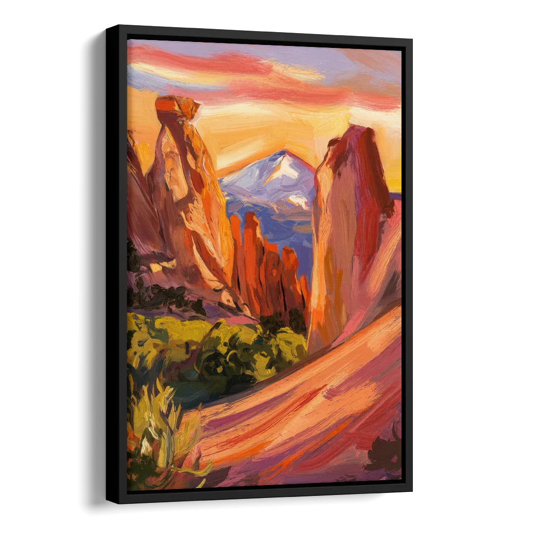 Colorado Springs Mountain View Side - Black Canvas Wall Art