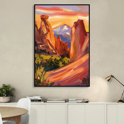 Colorado Springs Mountain View Sitting Room - Black Canvas Wall Art
