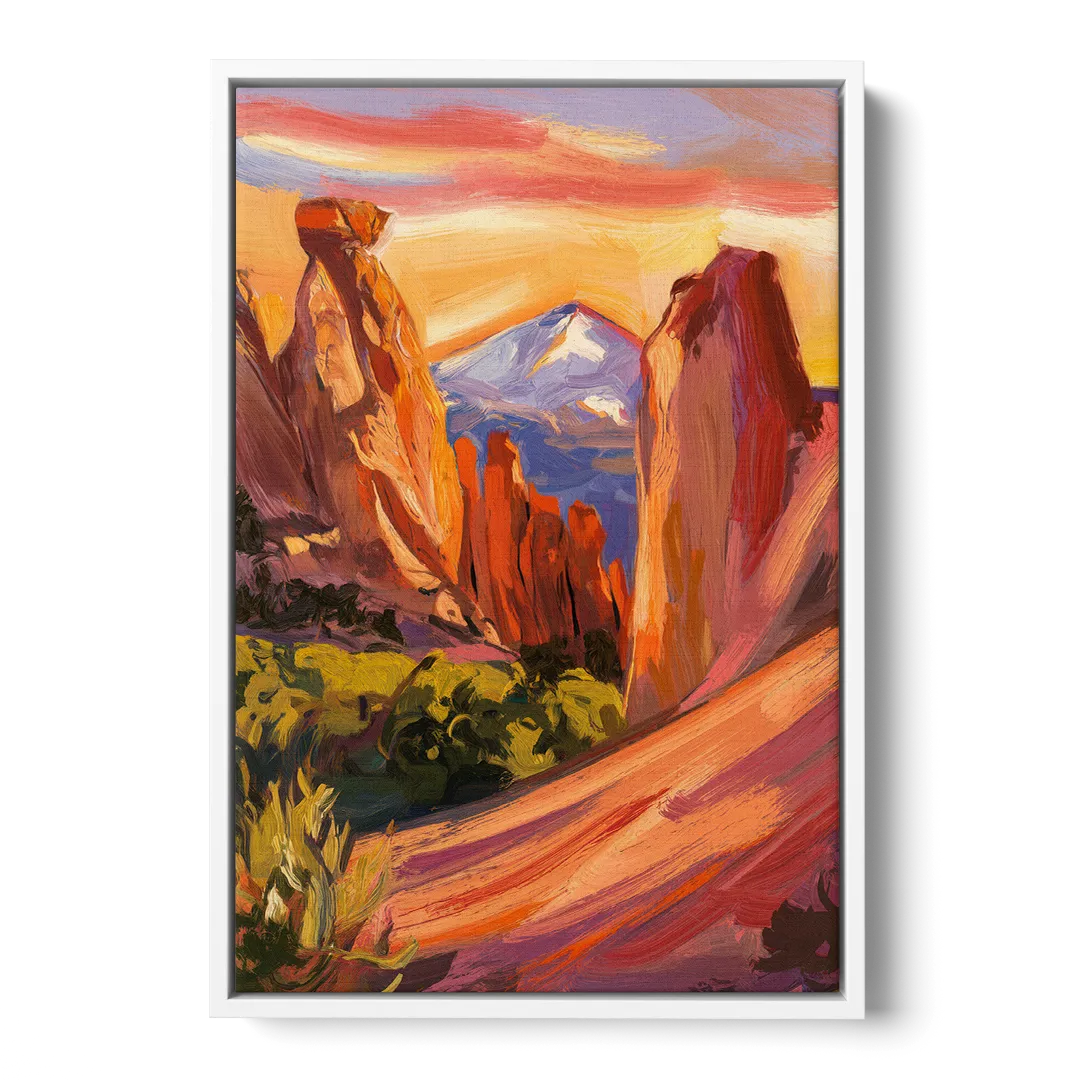 Colorado Springs Mountain View Front - White Canvas Wall Art