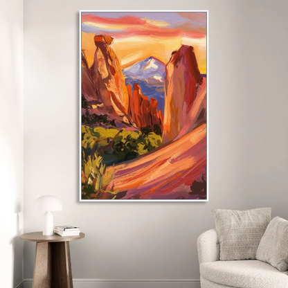 Colorado Springs Mountain View Sitting Room - White Canvas Wall Art