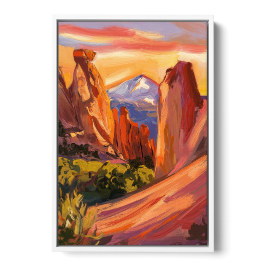 Colorado Springs Mountain View - White Framed Canvas Wall Art - Front