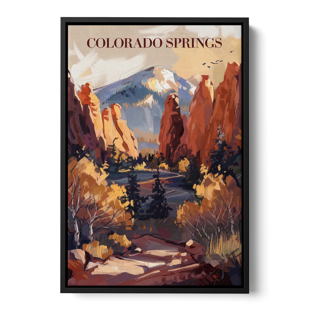 Colorado Springs Nature Escape Front - Black Canvas Wall Art