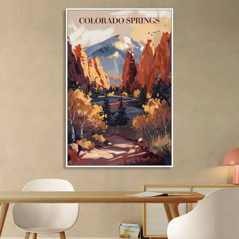 Colorado Springs Nature Escape Sitting Room - White Canvas Wall Art