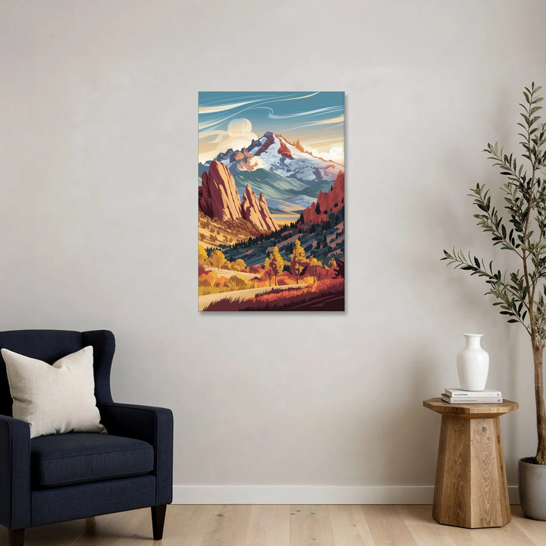 Colorado Springs Pikes Peak Panorama - Canvas Wall Art - Sofa - 24x36