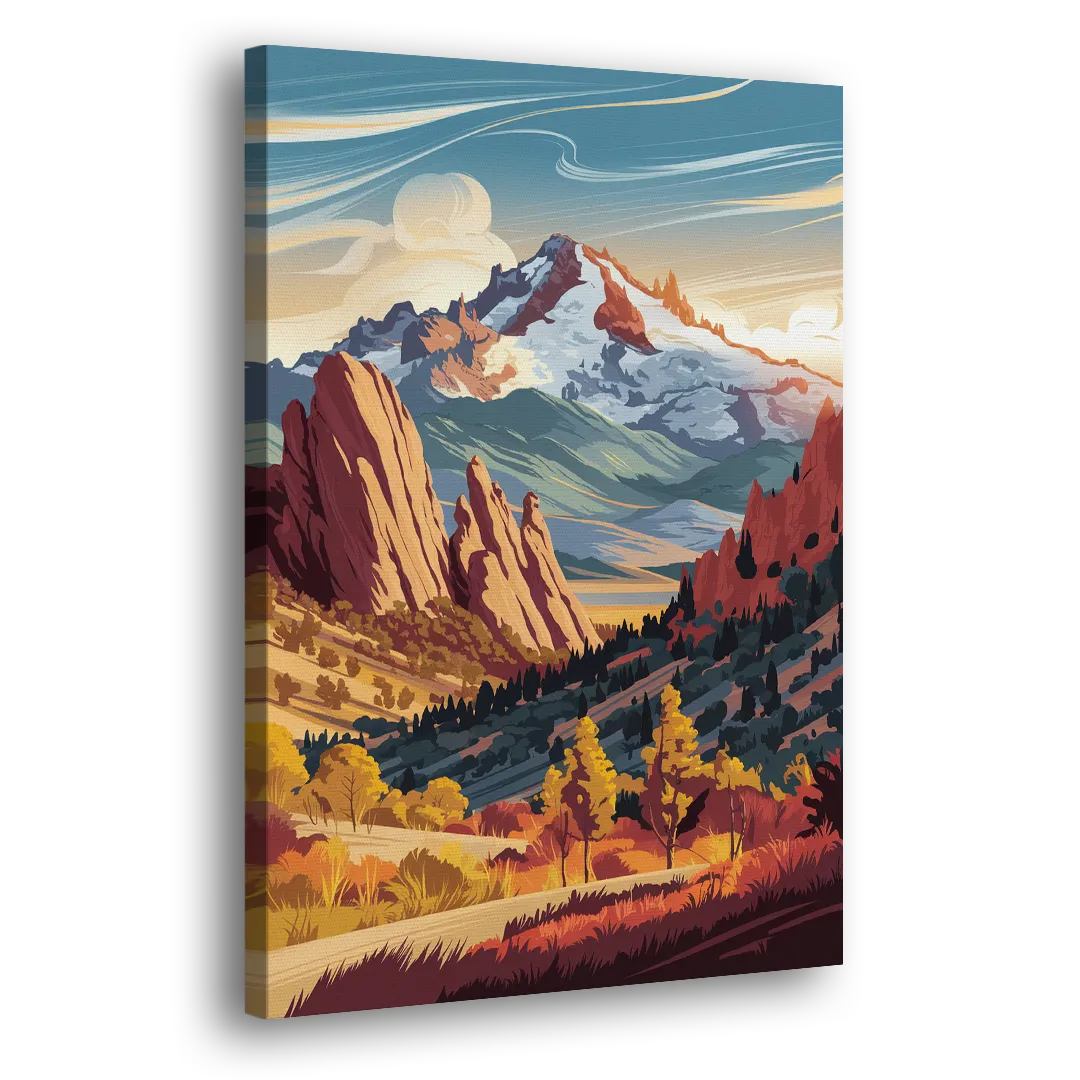 Colorado Springs Pikes Peak Panorama Side - Canvas Wall Art
