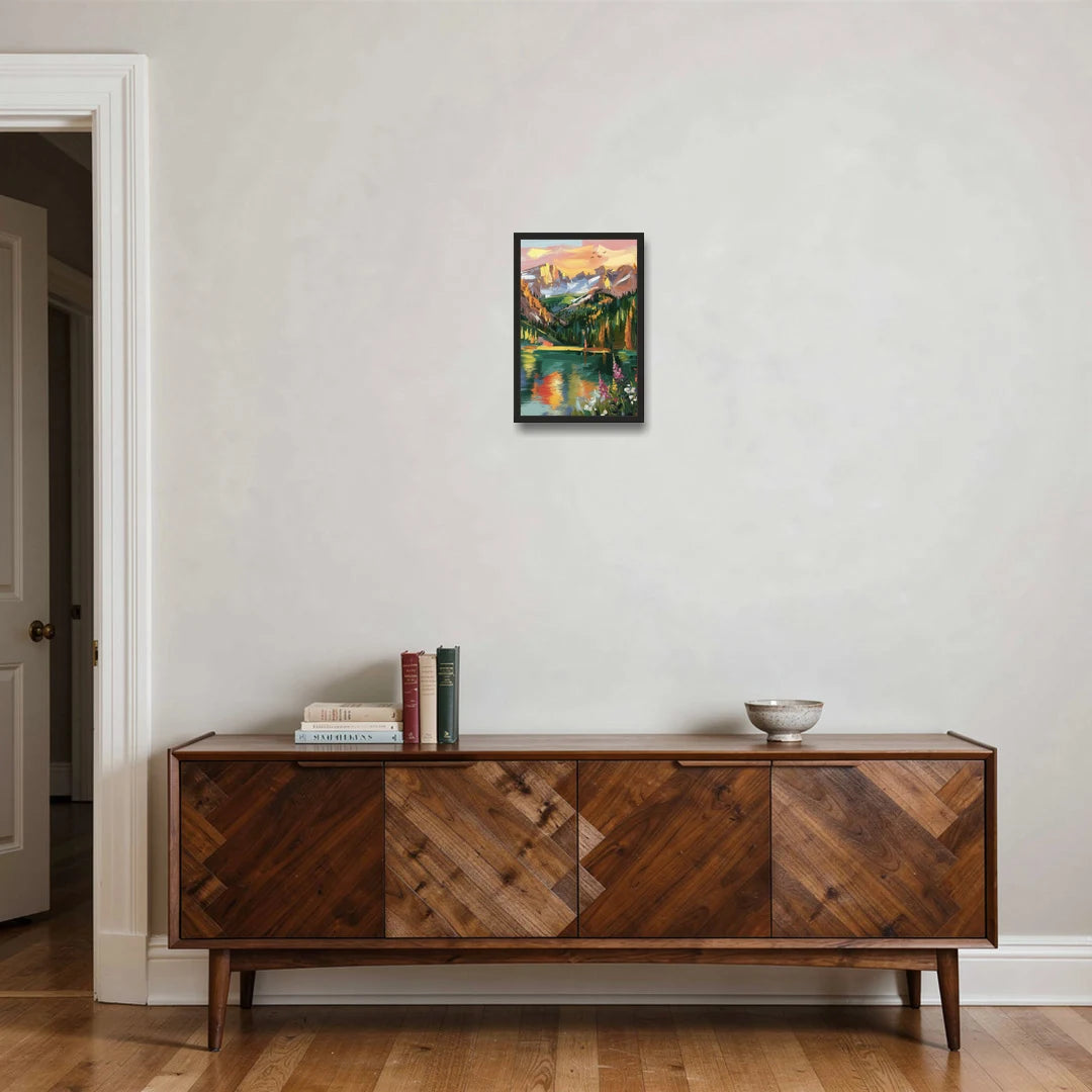 Colorado Springs Rocky Mountain Beauty - Black Framed Canvas Wall Art - Coffee Table - 12x18