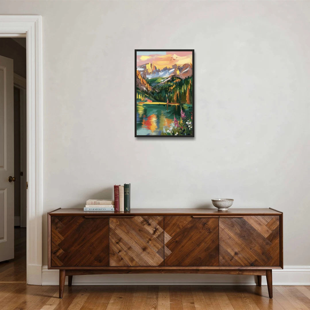 Colorado Springs Rocky Mountain Beauty - Black Framed Canvas Wall Art - Coffee Table - 20x30