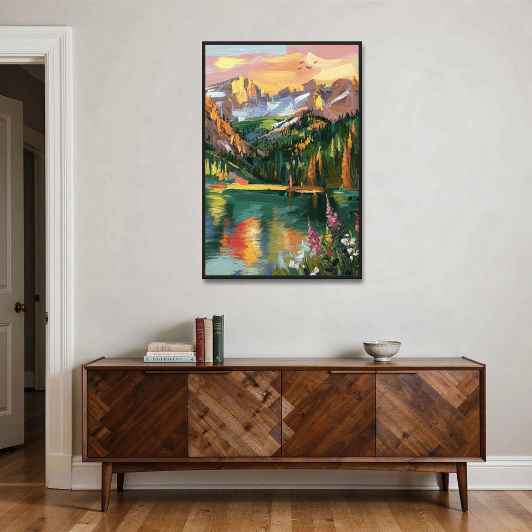 Colorado Springs Rocky Mountain Beauty - Black Framed Canvas Wall Art - Coffee Table - 32x48