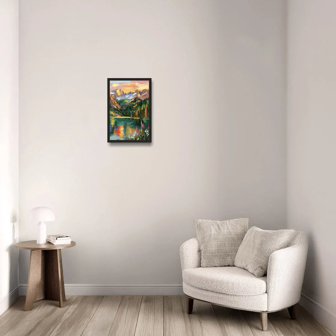 Colorado Springs Rocky Mountain Beauty - Black Framed Canvas Wall Art - Sofa - 12x18