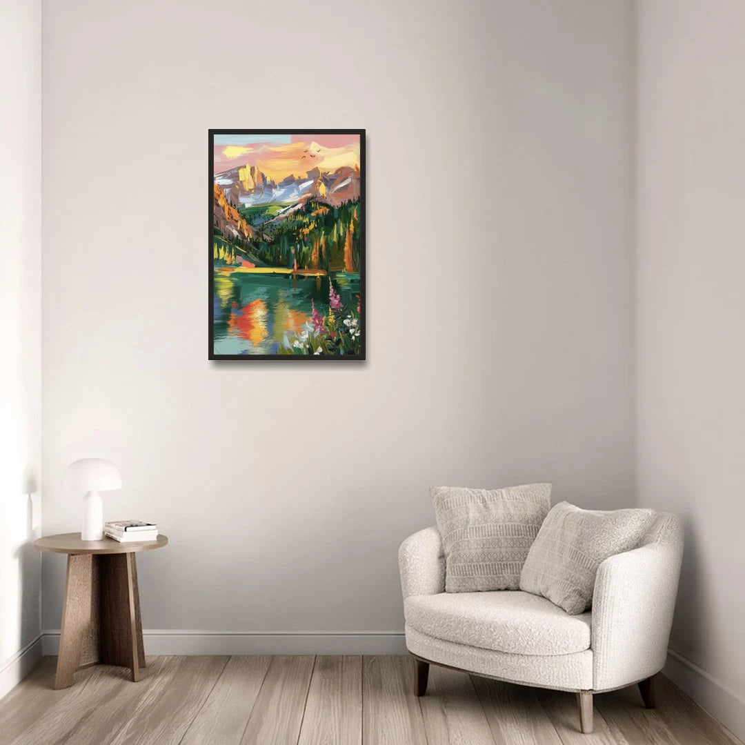Colorado Springs Rocky Mountain Beauty - Black Framed Canvas Wall Art - Sofa - 20x30