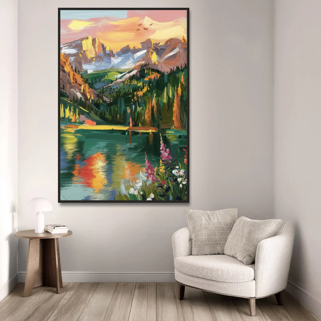Colorado Springs Rocky Mountain Beauty - Black Framed Canvas Wall Art - Sofa - 40x60