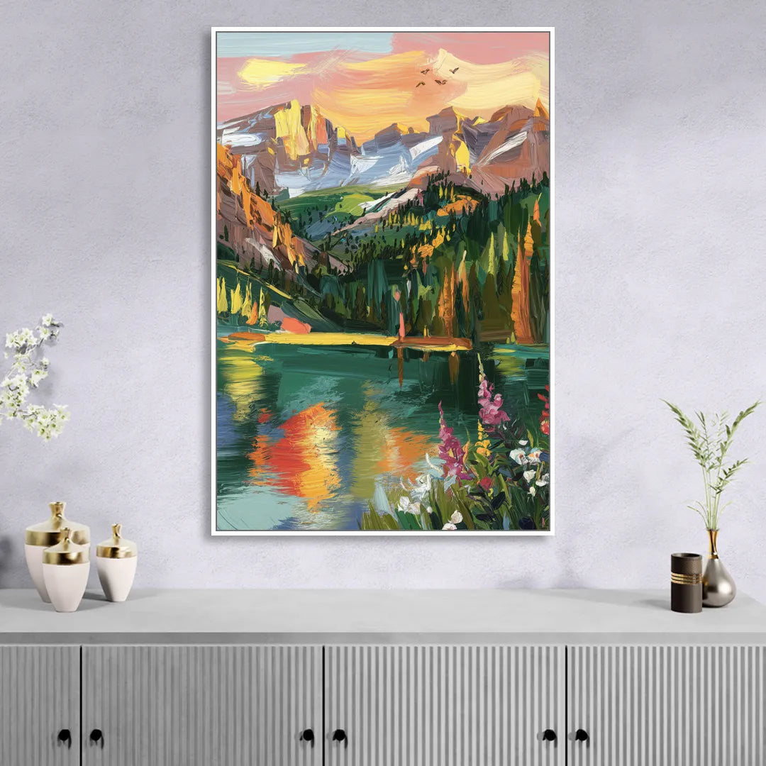 Colorado Springs Rocky Mountain Beauty Living Room - White Canvas Wall Art