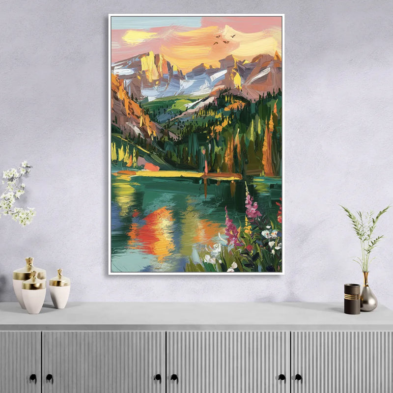 Colorado Springs Rocky Mountain Beauty Living Room - White Canvas Wall Art