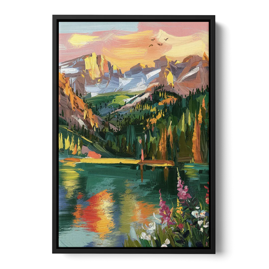 Colorado Springs Rocky Mountain Beauty Front - Black Canvas Wall Art