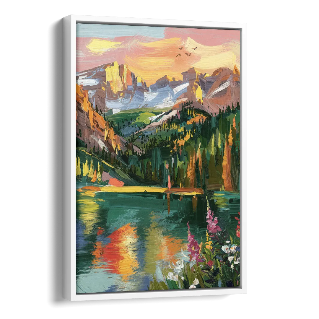 Colorado Springs Rocky Mountain Beauty Side - White Canvas Wall Art