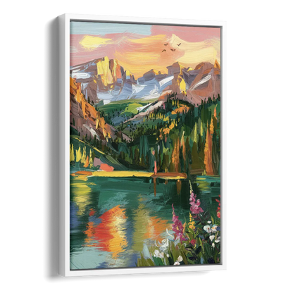 Colorado Springs Rocky Mountain Beauty Side - White Canvas Wall Art