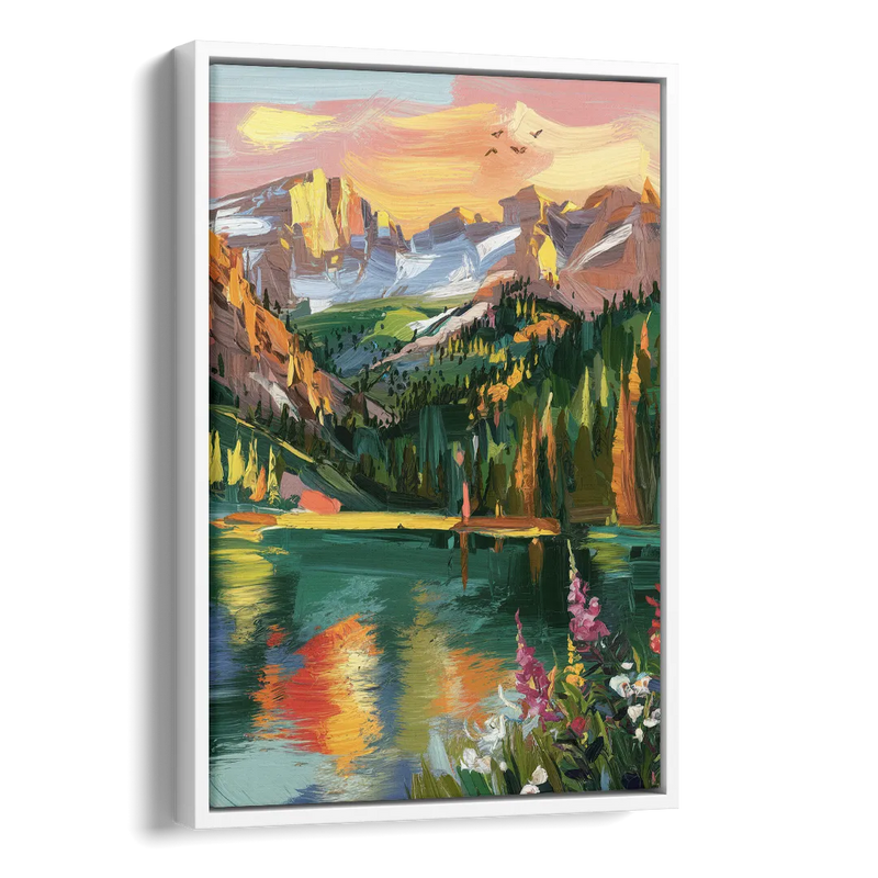 Colorado Springs Rocky Mountain Beauty Side - White Canvas Wall Art
