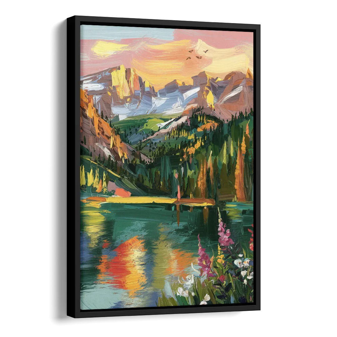 Colorado Springs Rocky Mountain Beauty Side - Black Canvas Wall Art