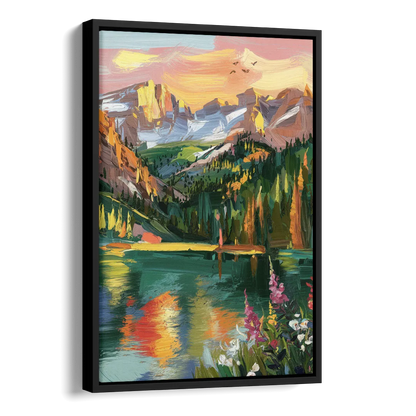 Colorado Springs Rocky Mountain Beauty Side - Black Canvas Wall Art