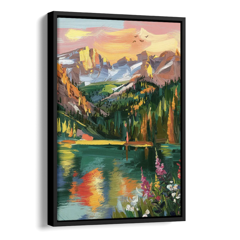 Colorado Springs Rocky Mountain Beauty Side - Black Canvas Wall Art