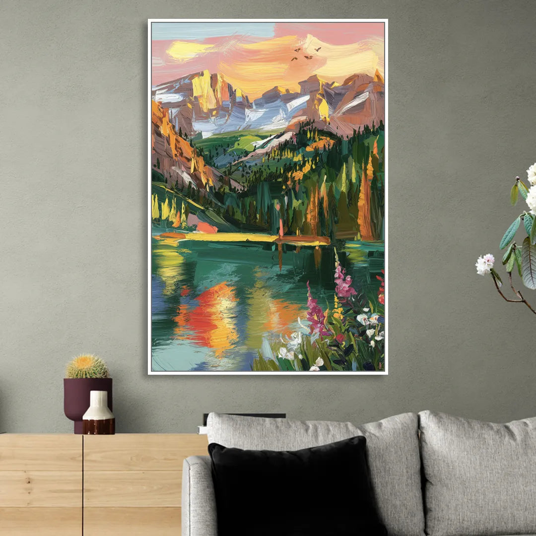 Colorado Springs Rocky Mountain Beauty Sitting Room - White Canvas Wall Art